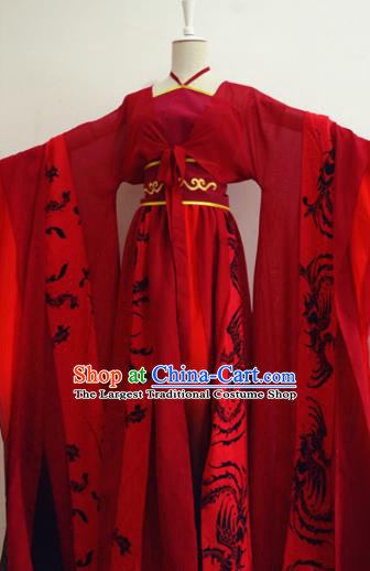 China Cosplay Fairy Bai Fengjiu Clothing Ancient Young Beauty Garments Traditional Tang Dynasty Princess Red Hanfu Dress