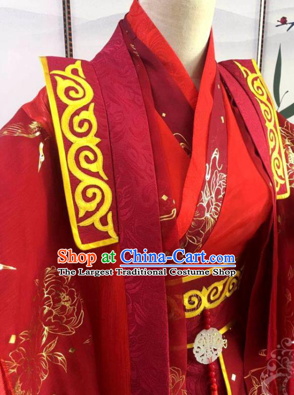 Chinese Cosplay Swordsman Wei Wuxian Red Clothing Traditional Qin Dynasty Wedding Apparels Ancient Prince Garment Costumes