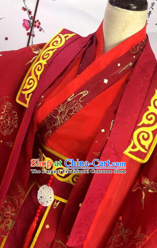 Chinese Cosplay Swordsman Wei Wuxian Red Clothing Traditional Qin Dynasty Wedding Apparels Ancient Prince Garment Costumes