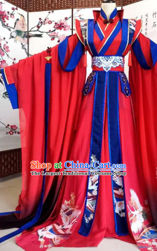 Chinese Cosplay Swordsman Mo Ran Red Clothing Traditional Tang Dynasty Wedding Apparels Ancient Emperor Garment Costumes