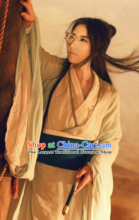 China Jin Dynasty Childe Garment Costumes Traditional Cosplay Swordsman Gu Yun Hanfu Clothing Ancient Scholar Apparels