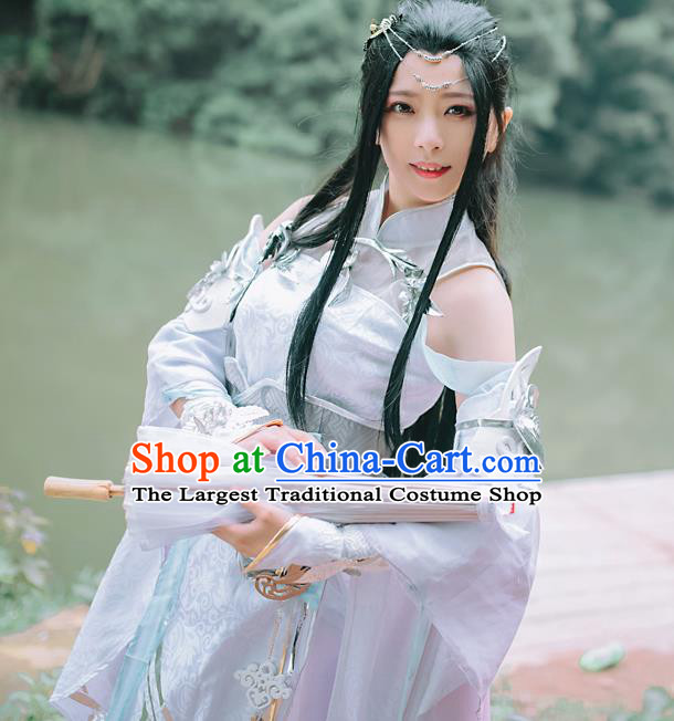 China Ancient Fairy Garments Traditional Tang Dynasty Knight Hanfu Dress Cosplay Female Swordsman Ye Xueqing Clothing