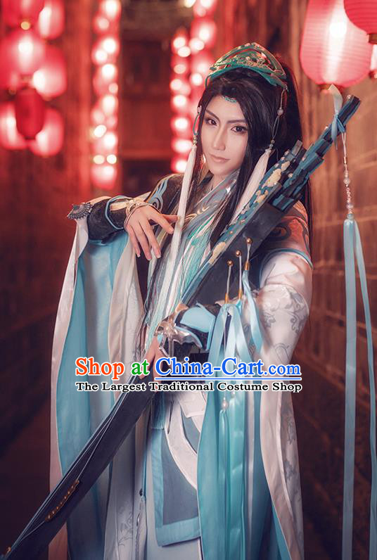 China Traditional Cosplay Swordsman Hanfu Clothing Ancient Warrior Apparels Qin Dynasty General Garment Costumes