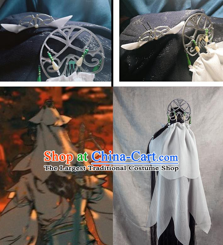China Traditional Song Dynasty Taoist Nun Hair Crown Heaven Official Blessing Ancient Cosplay Swordswoman Headdress