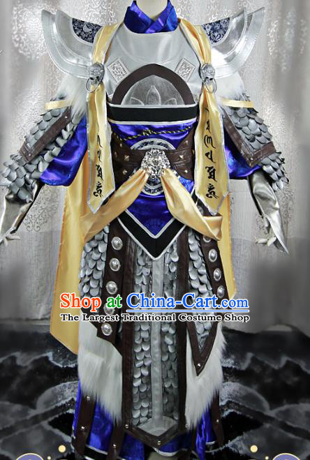 Chinese Ancient Swordsman Garment Costumes Cosplay General Clothing Traditional Myth Heaven Warrior Armor Apparels