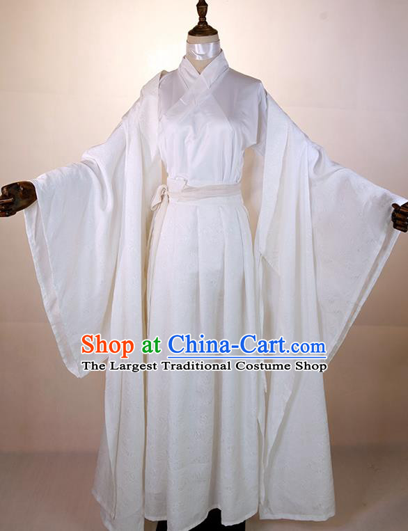 Chinese Cosplay Prince Xie Lian White Clothing Traditional Han Dynasty Young Childe Apparels Ancient Scholar Garment Costumes