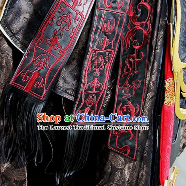 Chinese Cosplay King Black Clothing Traditional Han Dynasty Monarch Apparels Ancient Emperor Garment Costumes with Cape