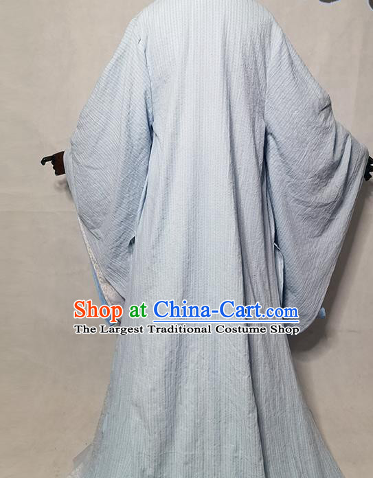Chinese Cosplay Childe Blue Clothing Traditional Song Dynasty Swordsman Apparels Ancient Taoist Priest Garment Costumes