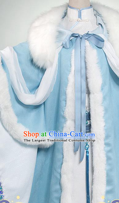 China Cosplay Court Woman Clothing Ancient Empress Garments Traditional Tang Dynasty Princess Blue Dress
