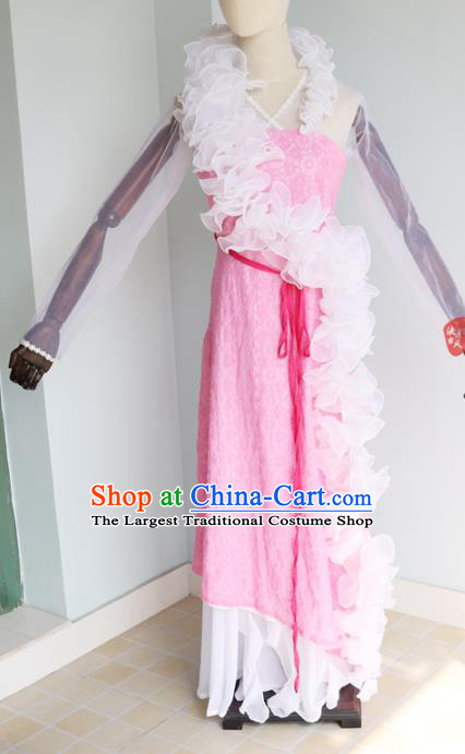 China Traditional Drama Seven Fairy Hong Er Pink Hanfu Dress Cosplay Goddess Clothing Ancient Princess Garments