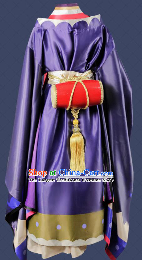 China Cosplay Onmyoji Clothing Ancient Female Swordsman Garments Traditional Game Purple Dress
