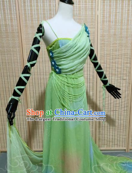 China Cosplay Drama Seven Fairy Qing Er Clothing Ancient Young Beauty Garments Traditional Song Dynasty Green Hanfu Dress
