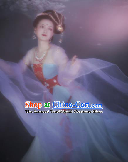 China Traditional Tang Dynasty Court Beauty Hanfu Dress Cosplay Drama Journey to the West Chang E Clothing Ancient Moon Goddess Garments