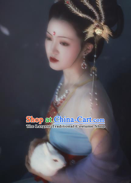 China Traditional Tang Dynasty Court Beauty Hanfu Dress Cosplay Drama Journey to the West Chang E Clothing Ancient Moon Goddess Garments