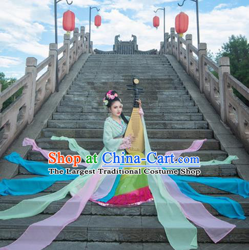 China Traditional Han Dynasty Empress Green Hanfu Dress Cosplay Drama The Queen Zhao Feiyan Clothing Ancient Imperial Concubine Garments