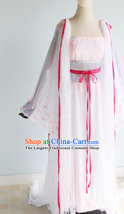 China Ancient Goddess Garments Traditional Tang Dynasty Young Lady Hanfu Dress Cosplay Drama Seven Fairy Chang E Clothing