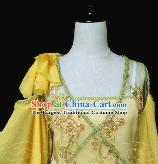 China Ancient Young Beauty Garments Traditional Yellow Hanfu Dress Cosplay Drama The Mischievous Princess Situ Jing Clothing