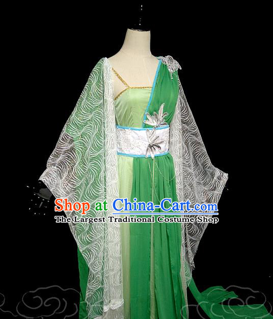 China Ancient Goddess Princess Garments Traditional Dance Performance Green Hanfu Dress Cosplay Drama Seven Fairy Lv Er Clothing