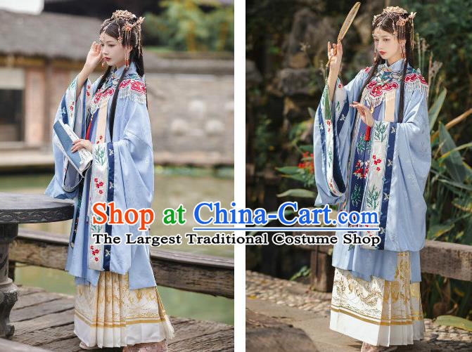 China Ming Dynasty Royal Princess Clothing Ancient Court Beauty Embroidered Dress Apparels Traditional Hanfu Garments for Women