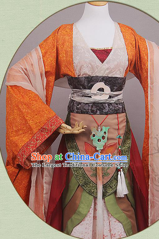 China Cosplay Court Beauty Chu Yu Clothing Ancient Noble Woman Garments Traditional Southern and Northern Dynasties Princess Hanfu Dress