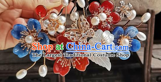 China Ming Dynasty Court Woman Hair Comb Traditional Hanfu Hair Accessories Handmade Ancient Imperial Concubine Tassel Hairpin