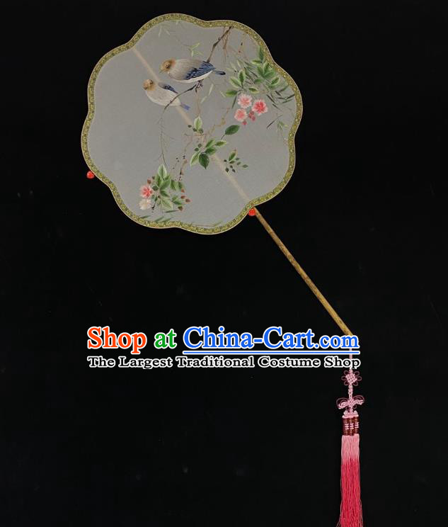 China Classical Palace Fan Handmade Suzhou Embroidered Flower Bird Fan Traditional Silk Fans Cheongsam Dance Fan