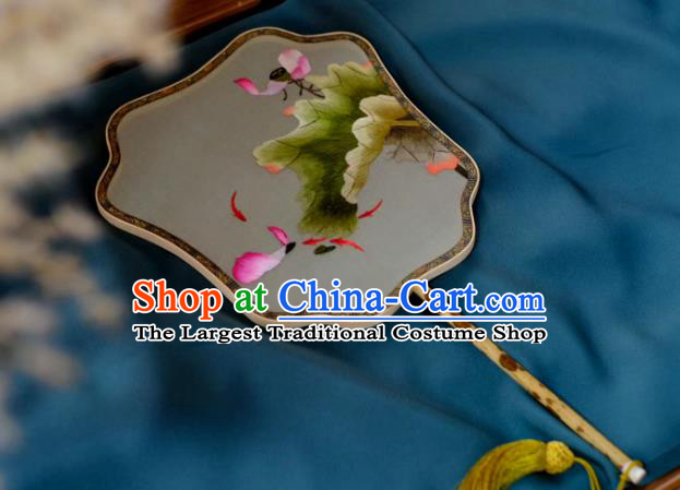 China Classical Palace Fan Suzhou Embroidered Double Side Fan Traditional Song Dynasty Silk Fans Handmade Hanfu Fan