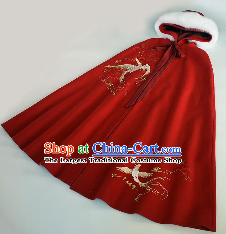 China Ming Dynasty Noble Lady Historical Clothing Traditional Hanfu Cape Garment Ancient Young Woman Embroidered Cloak Apparel