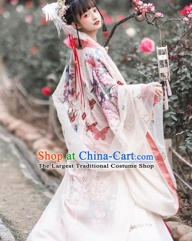 China Traditional Hanfu Garments Ancient Court Woman Embroidered Hanfu Dress Song Dynasty Imperial Concubine Historical Clothing