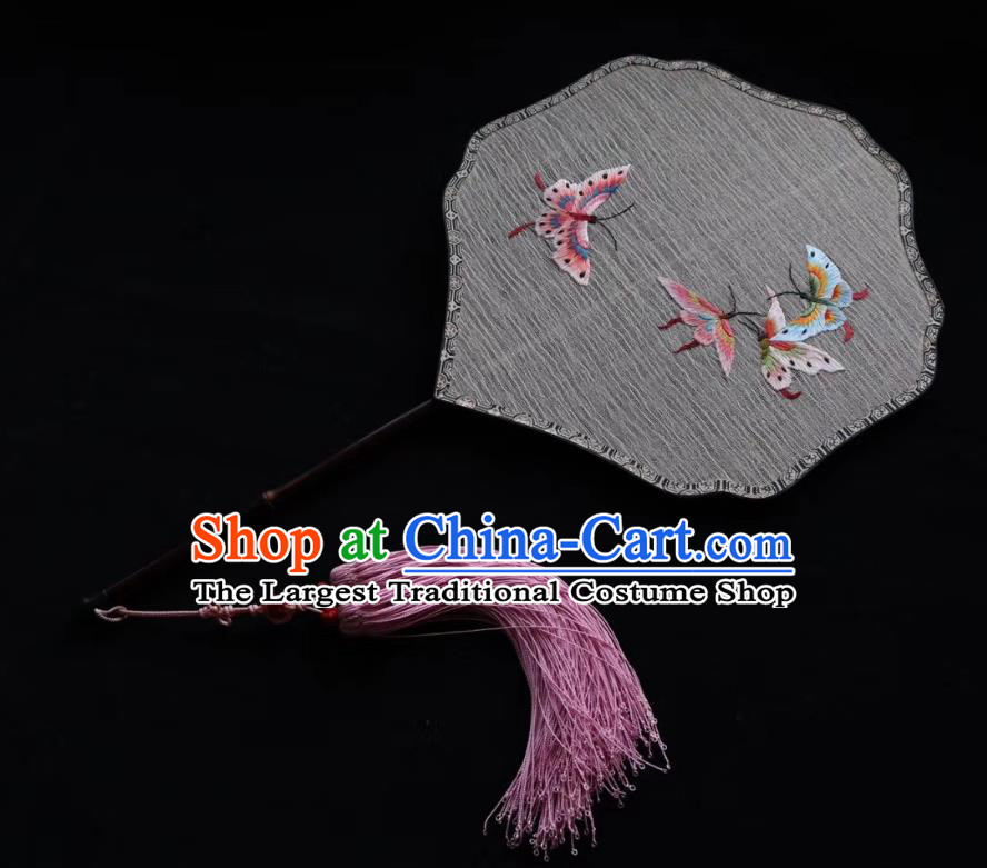 China Classical Dance Kesi Fans Traditional Hanfu Silk Fan Suzhou Embroidered Butterfly Palace Fan Handmade Double Side Fan
