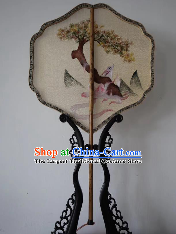 China Traditional Hanfu Silk Fan Suzhou Embroidered Fox Palace Fan Handmade Double Side Fan Classical Kesi Fans