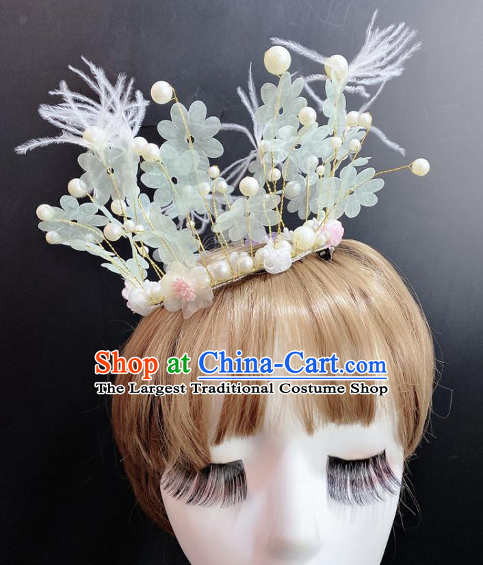 Top Baroque Princess Giant Headdress Rio Carnival Decorations Halloween Cosplay Hair Accessories Stage Show Pearls Royal Crown