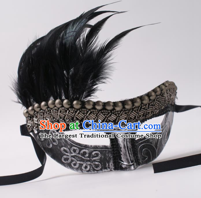 Professional Cosplay Metal Mask Party Performance Feather Face Mask Rio Carnival Headwear