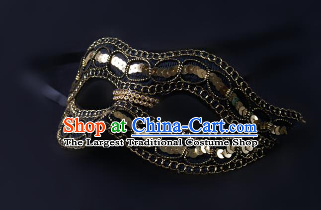 Professional Cosplay Golden Sequins Mask Party Performance Face Mask Rio Carnival Blinder Headwear