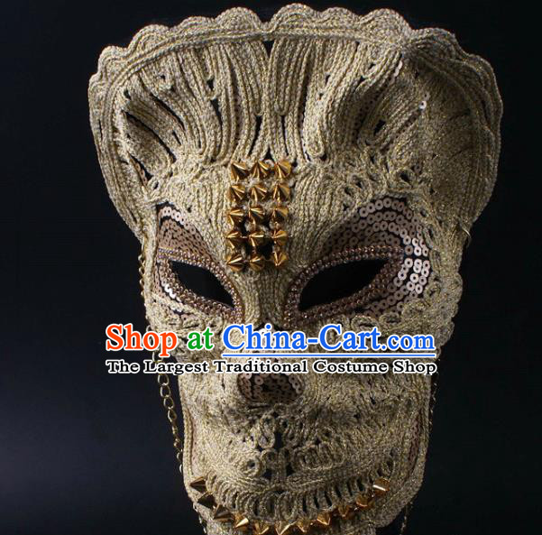 Rio Carnival Headwear Halloween Party Male Cosplay Mask Professional Stage Performance Lace Face Mask