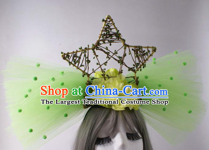Top Rio Carnival Decorations Halloween Cosplay Top Hat Stage Show Green Veil Hair Crown Baroque Giant Headdress