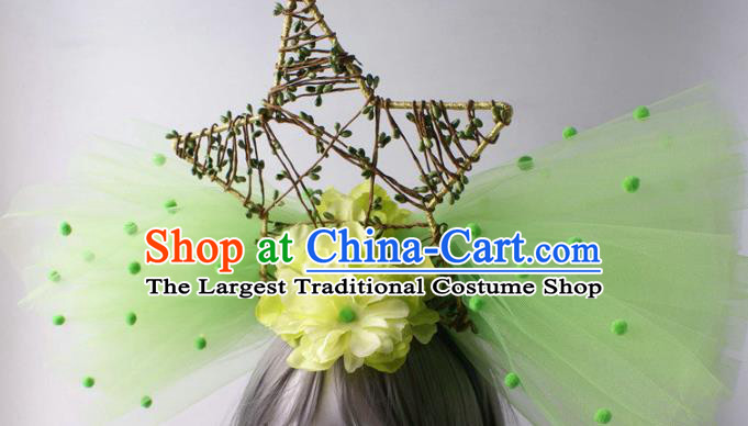 Top Rio Carnival Decorations Halloween Cosplay Top Hat Stage Show Green Veil Hair Crown Baroque Giant Headdress
