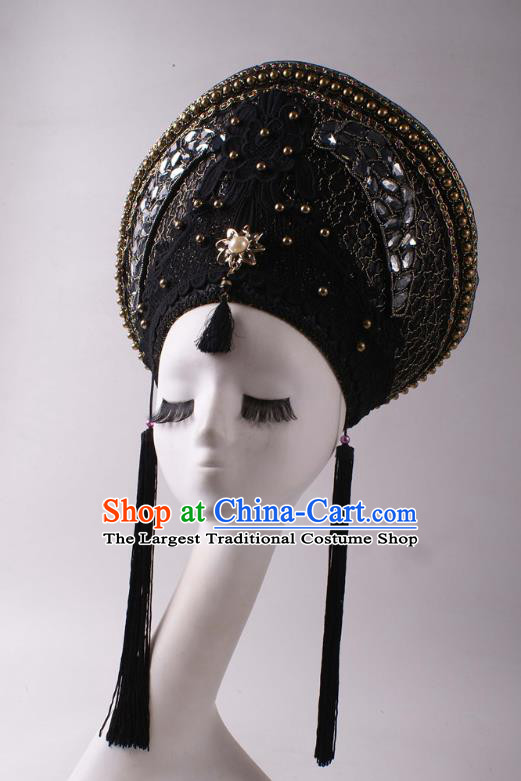 Top Halloween Cosplay Queen Black Hat Stage Show Royal Crown Baroque Giant Headdress Rio Carnival Decorations