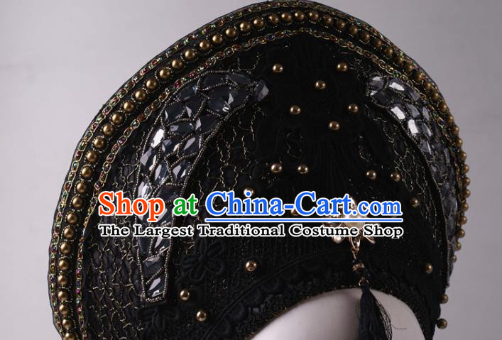 Top Halloween Cosplay Queen Black Hat Stage Show Royal Crown Baroque Giant Headdress Rio Carnival Decorations