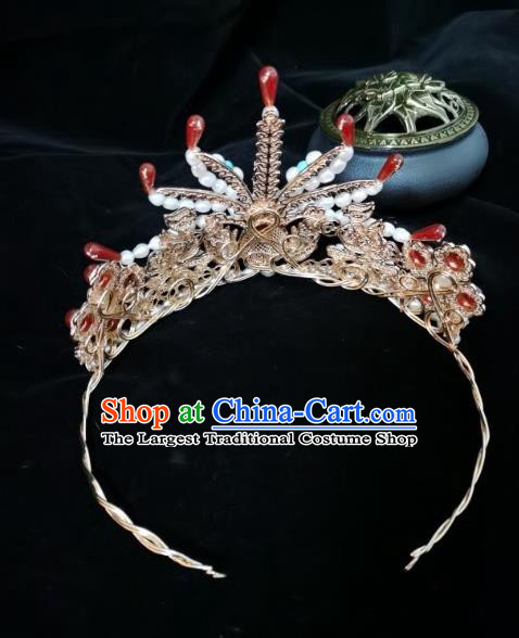 China Traditional Hanfu Phoenix Coronet Ancient Court Woman Hair Accessories Ming Dynasty Empress Pearls Hair Crown