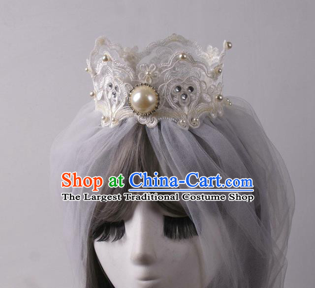 Top Baroque Bride Giant Headdress Rio Carnival Decorations Halloween Cosplay Princess Pearls Headwear Stage Show Royal Crown