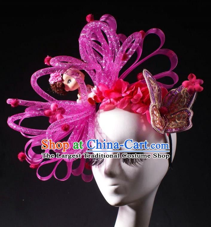 Top Rio Carnival Butterfly Decorations Halloween Cosplay Princess Hair Clasp Stage Show Royal Crown Baroque Bride Giant Headdress