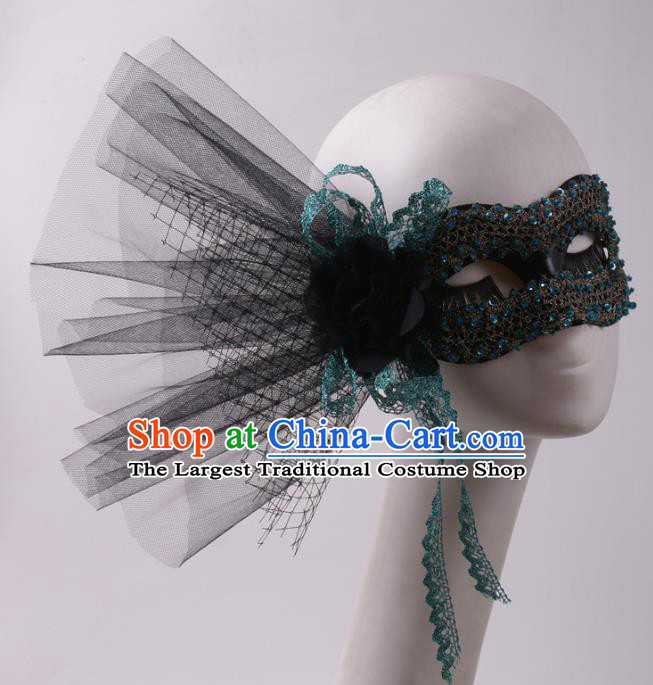Handmade Costume Ball Black Veil Face Mask Stage Show Blinder Headpiece Halloween Cosplay Party Woman Mask