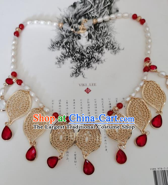 Chinese Ancient Palace Lady Necklace Tang Dynasty Princess Pearls Necklet Accessories