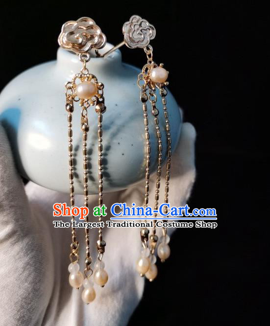 China Traditional Hanfu Tassel Hair Stick Ancient Court Lady Hair Accessories Ming Dynasty Princess Golden Cloud Hairpin