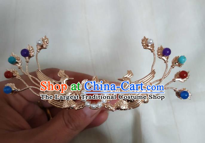 China Ancient Court Woman Tassel Hairpins Traditional Hanfu Hair Accessories Ming Dynasty Golden Hair Combs