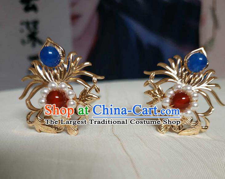 China Ancient Court Queen Tassel Hairpins Traditional Hanfu Hair Accessories Song Dynasty Wedding Phoenix Hair Crown Full Set