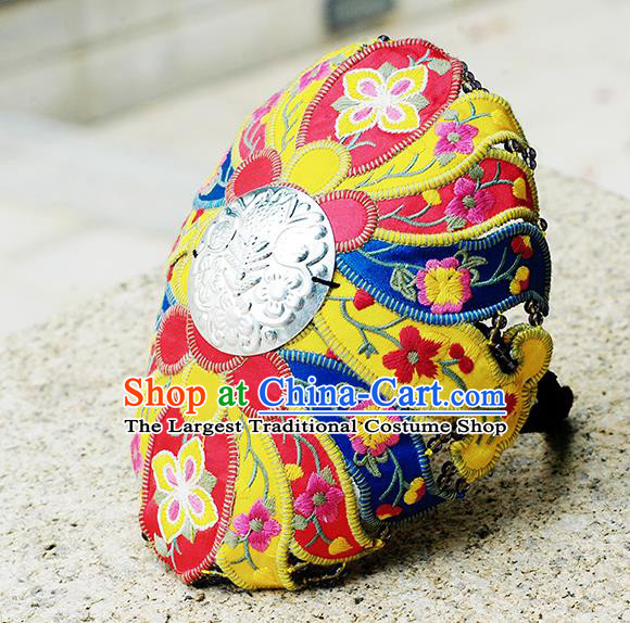 China Handmade Folk Dance Headband Yunnan Minority Embroidered Hair Clasp Ethnic Woman Headwear