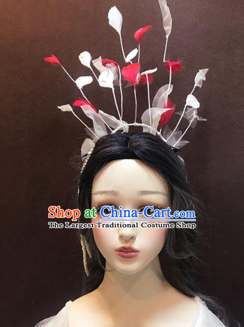 Top Stage Show Silk Leaf Hair Crown Catwalks Performance Headdress Baroque Bride Hair Clasp