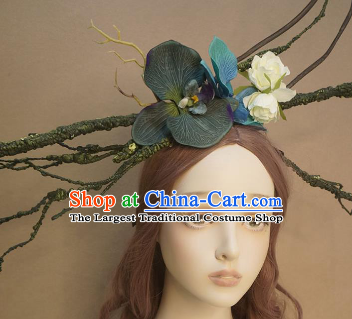 Top Catwalks Hair Clasp Cosplay Witch Hair Accessories Baroque Giant Hair Crown Stage Show Headdress